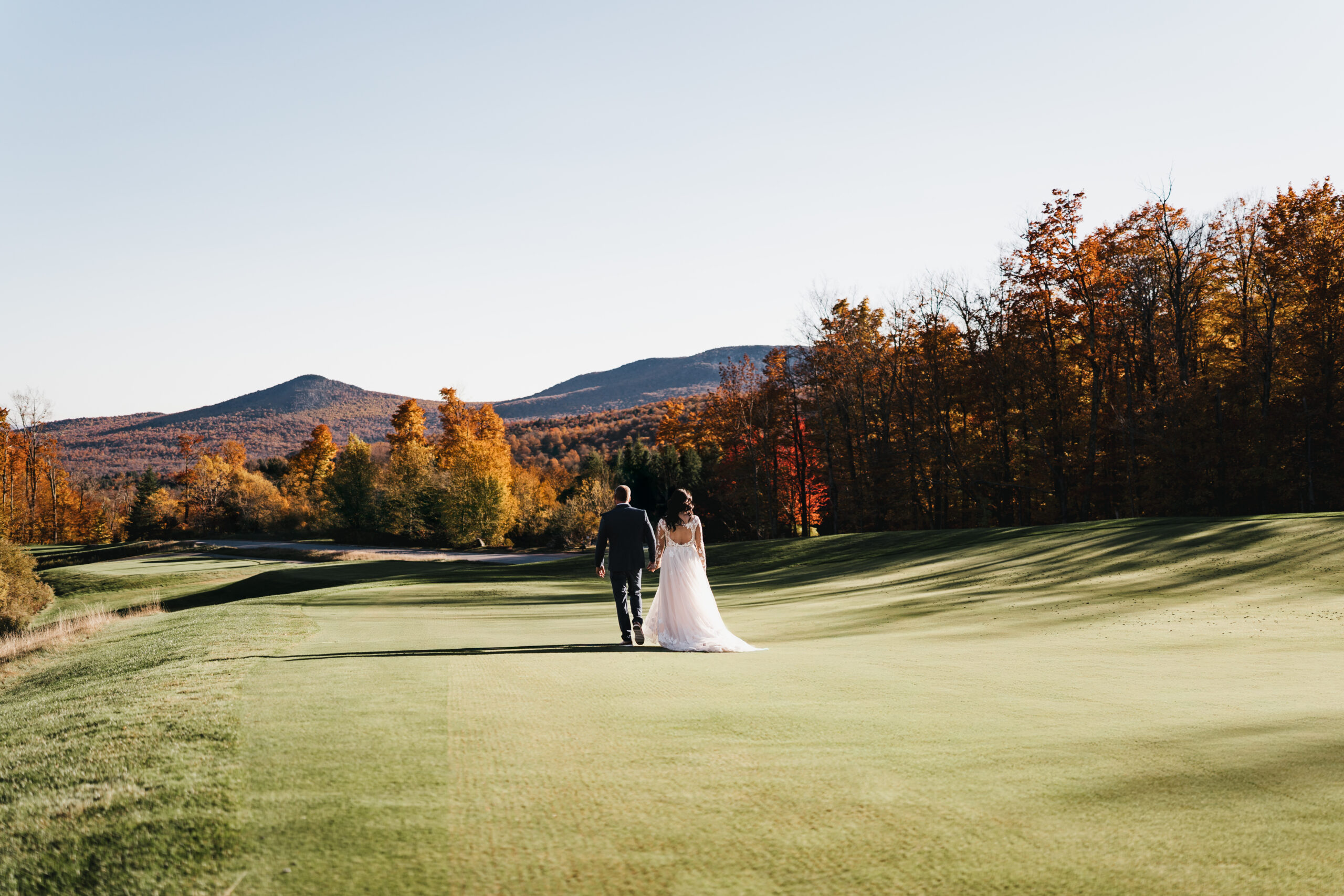 Bride and groom enjoying the view during their wedding day.