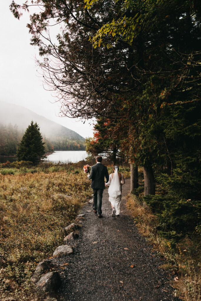 Quiet moment at Jordan Pond during an Acadia National Park elopement