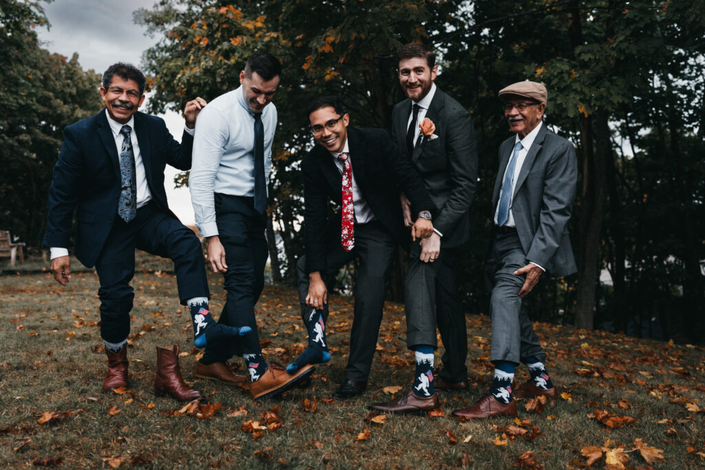 Family celebrating after elopement ceremony in Acadia National Park