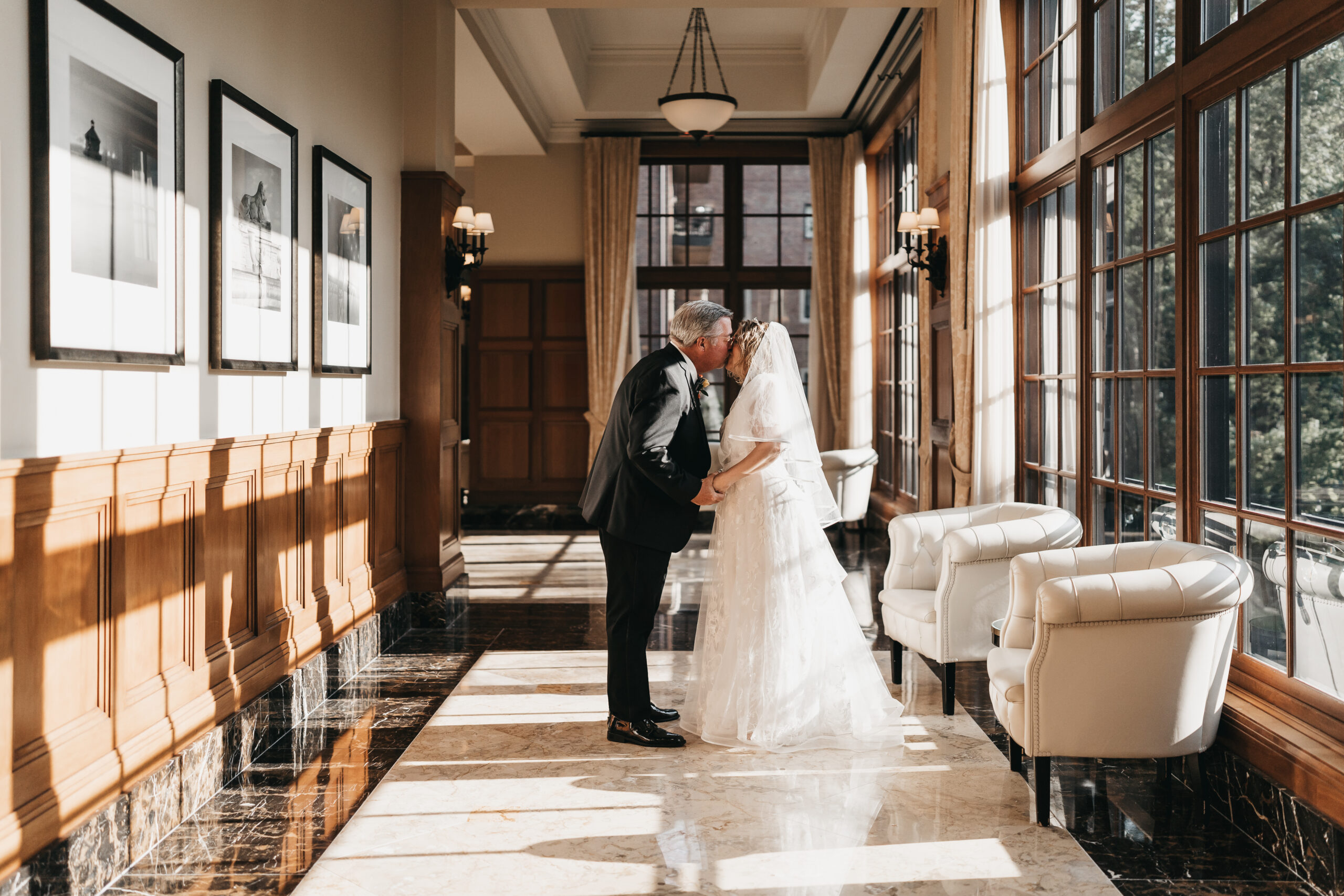 Ross and Jennifer share a moment during their wedding day.