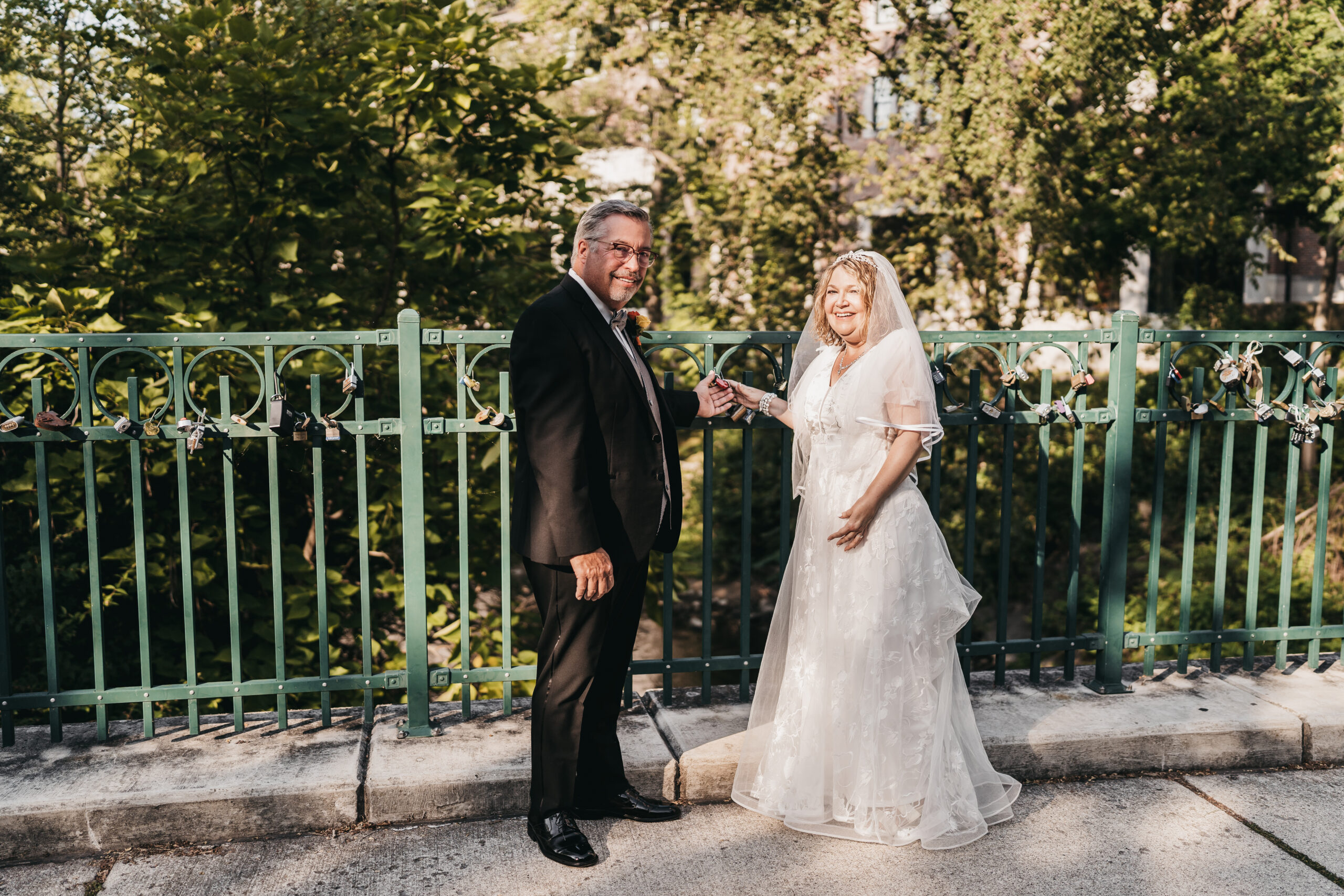 Ross and Jennifer at the Love lock bridge at the Park Royal Hotel.