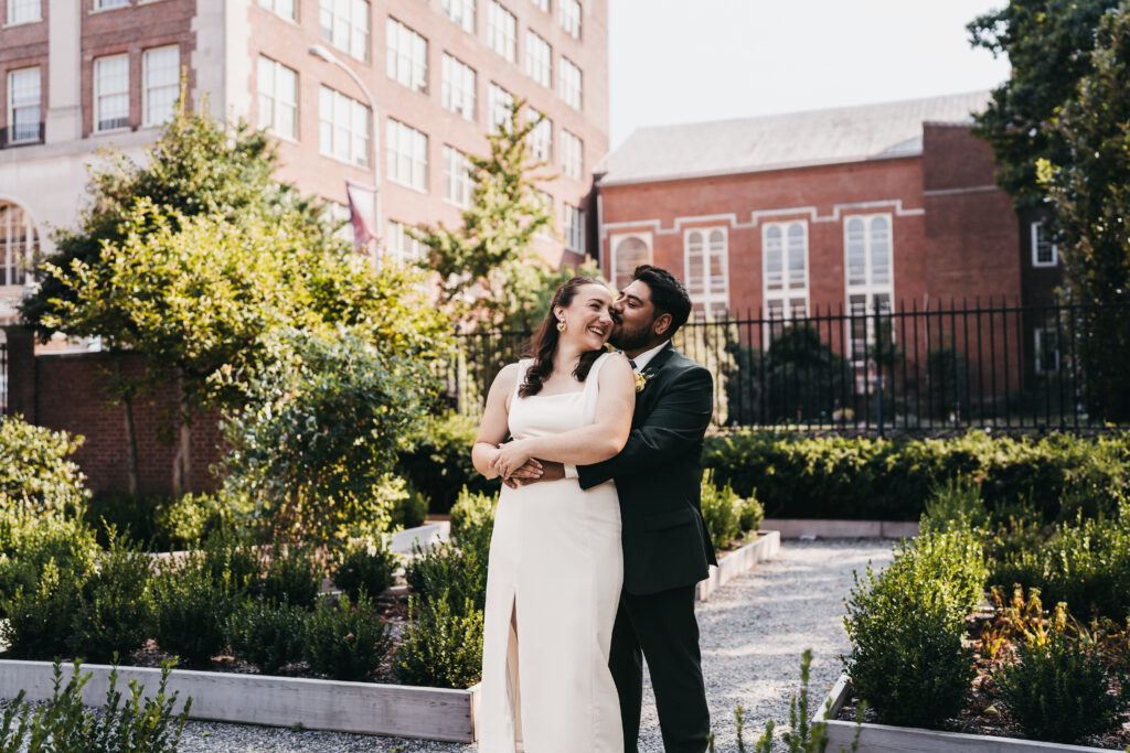 Philadelphia elopement photos in a hidden 18th century garden