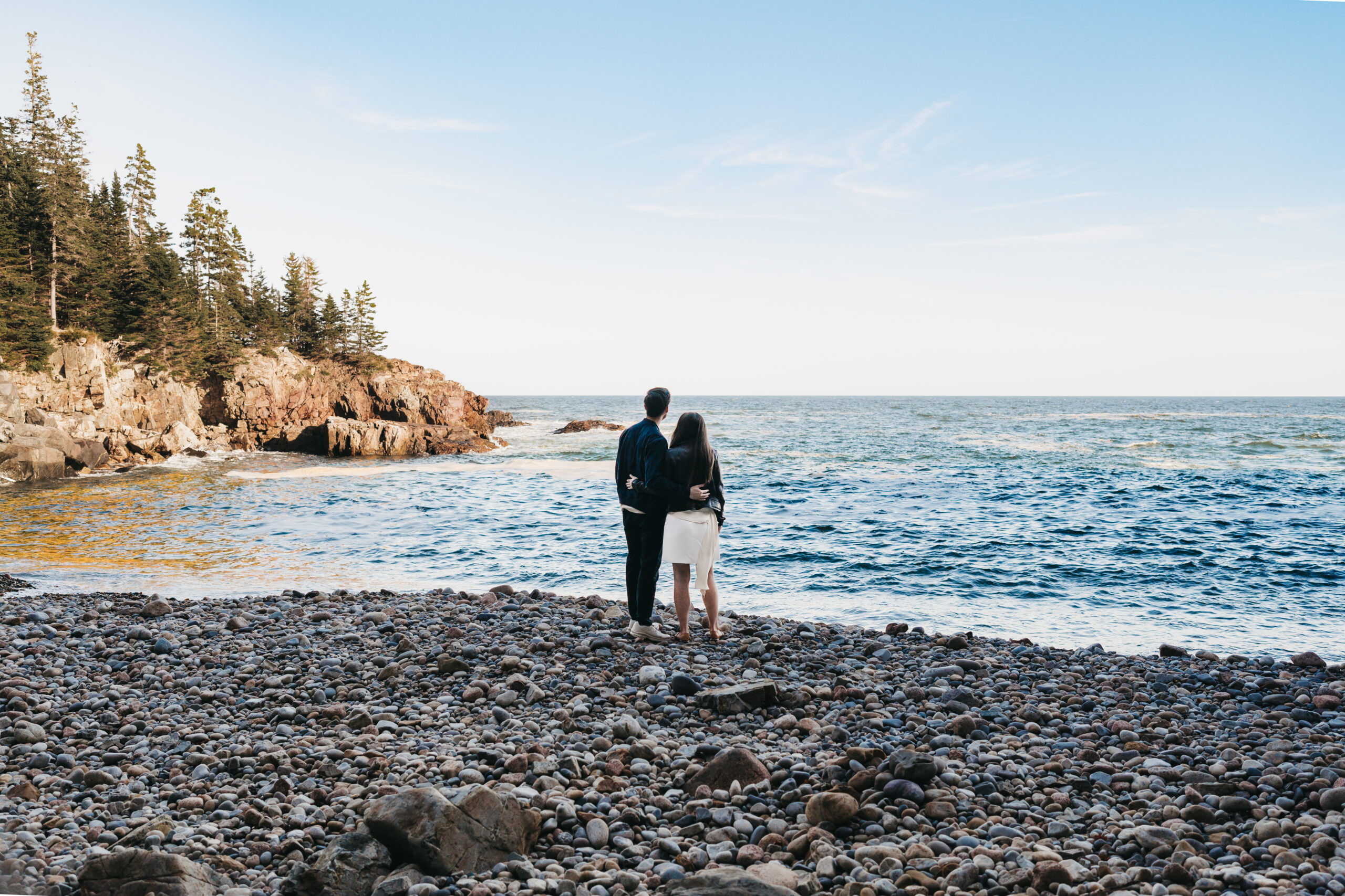 Emotional proposal at Little Hunters Beach in Acadia