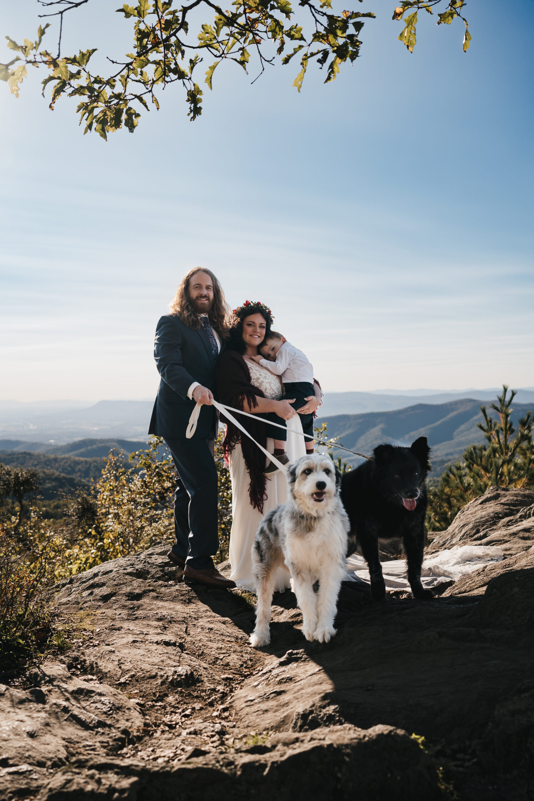 Family photo at the point overlook in Shenandoah National Park