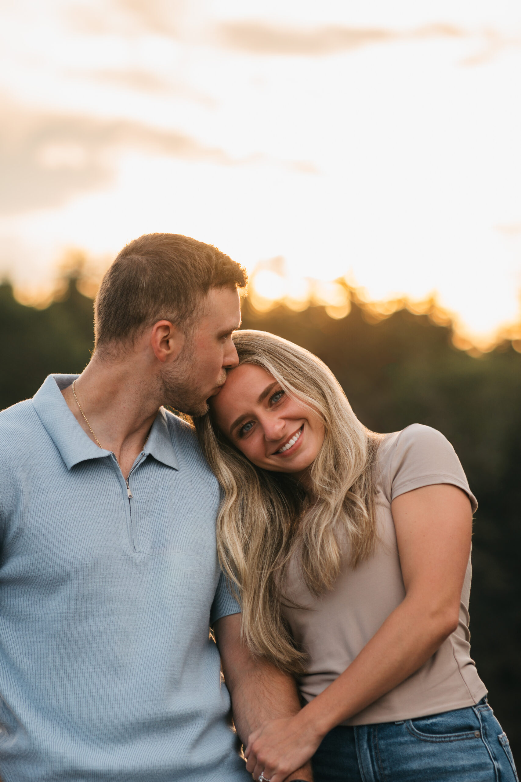 Engagement portraits in Acadia National Park at sunset