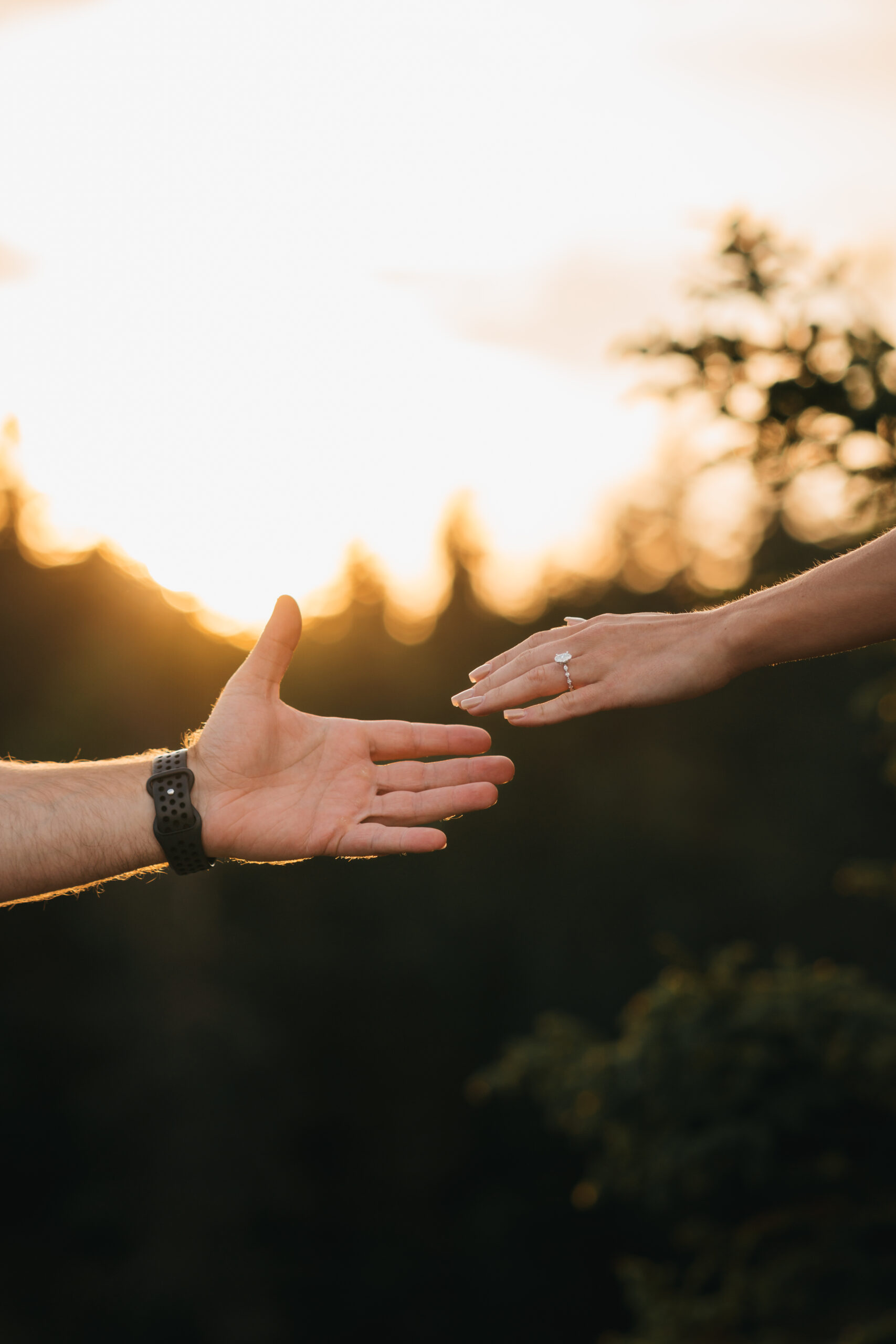 Detail shot of hands during sunset session