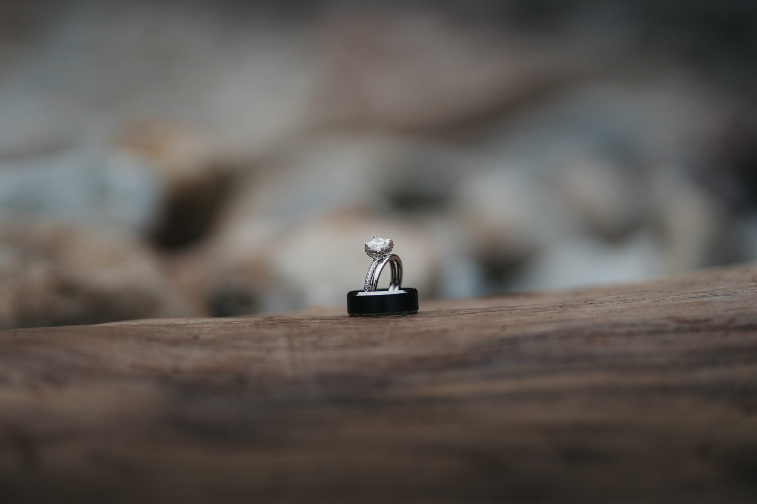 Detail shots of wedding ring at Little Hunter's Beach.