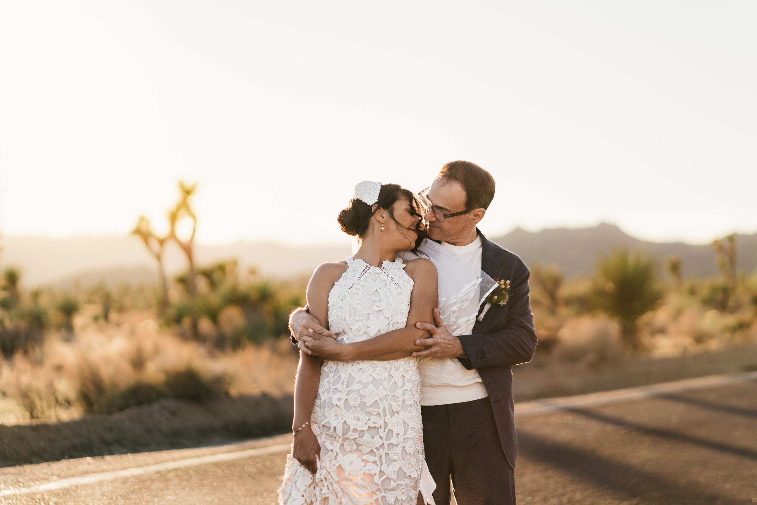 Golden hour portraits from a romantic Joshua Tree elopement.