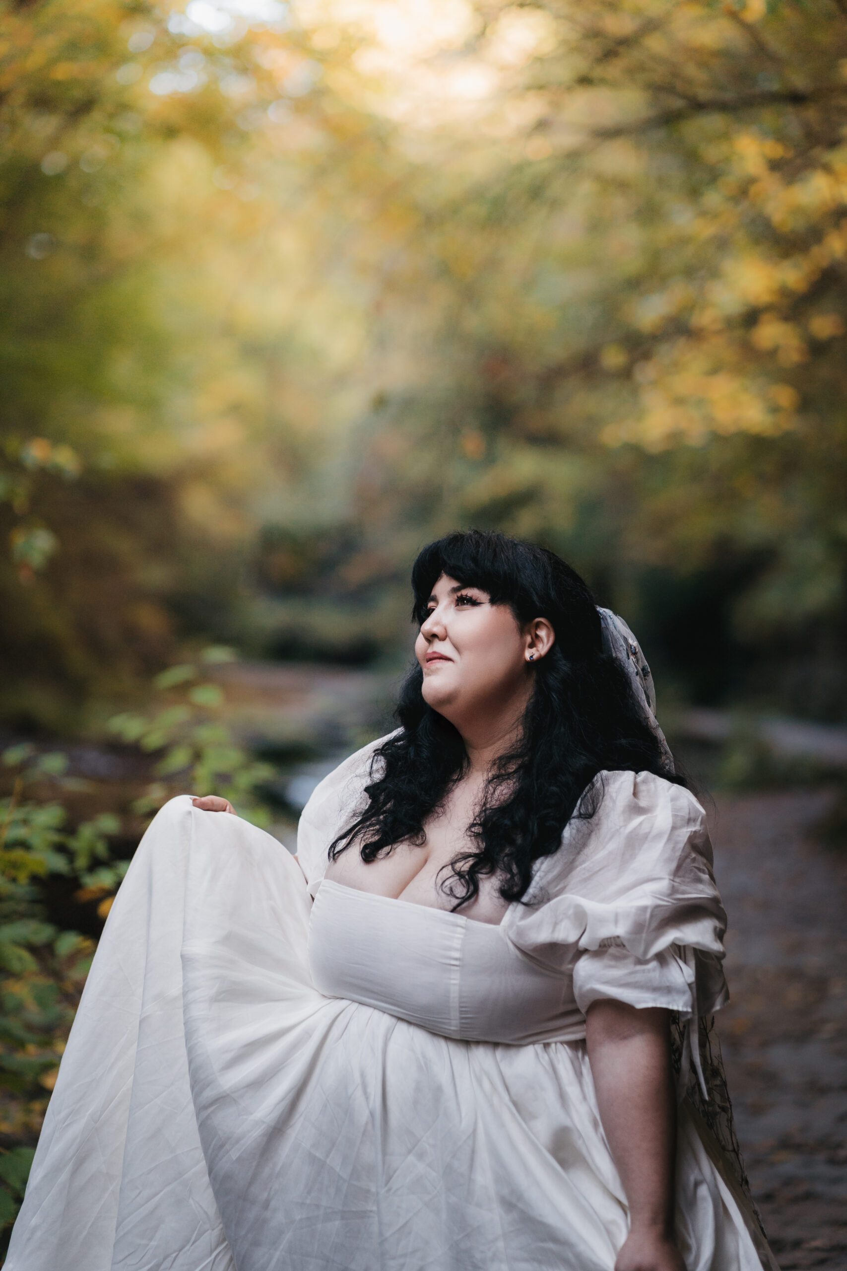 Bride on her wedding day at Watkins Glen State Park.