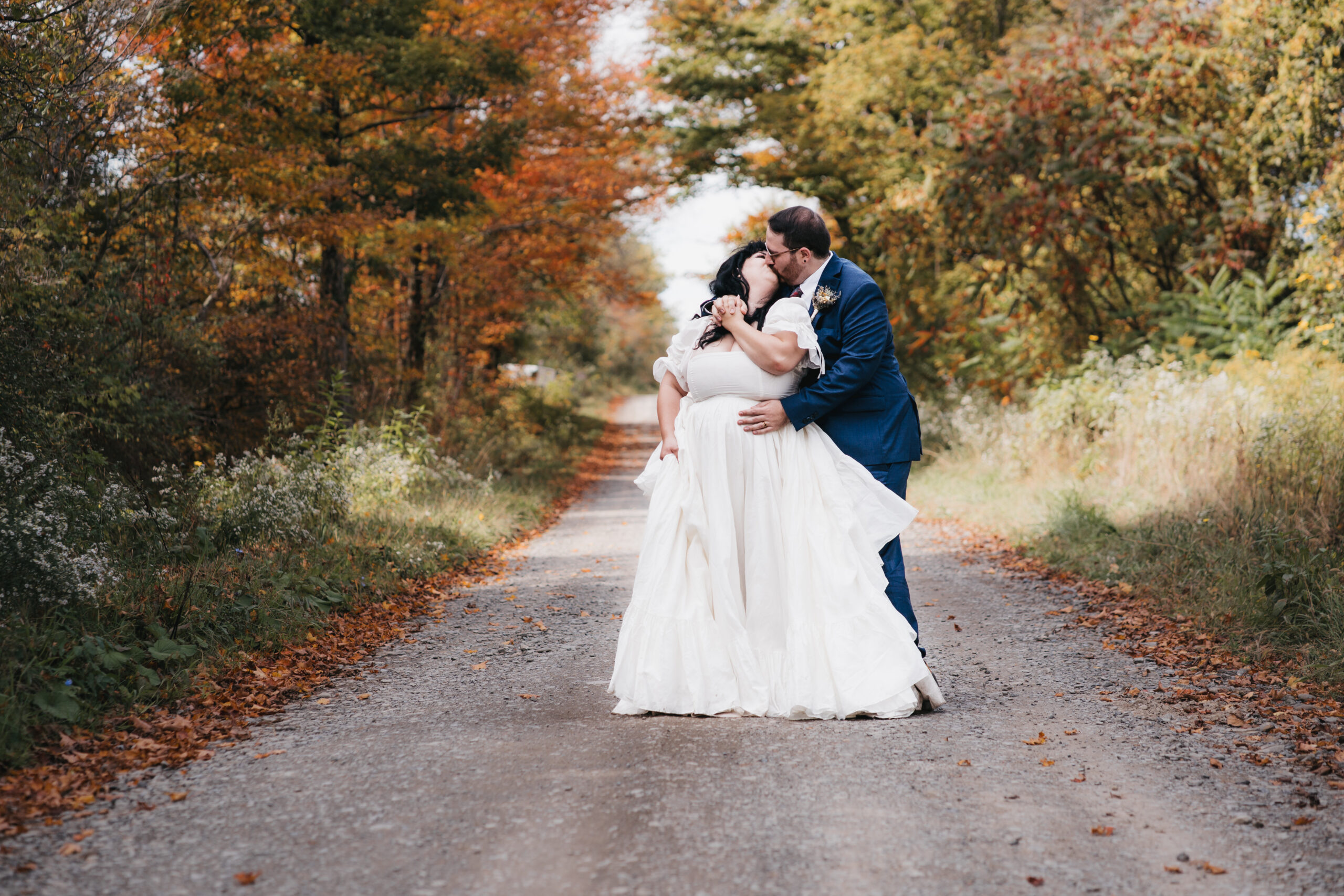 Newlywed portraits from a Watkins Glen elopement.