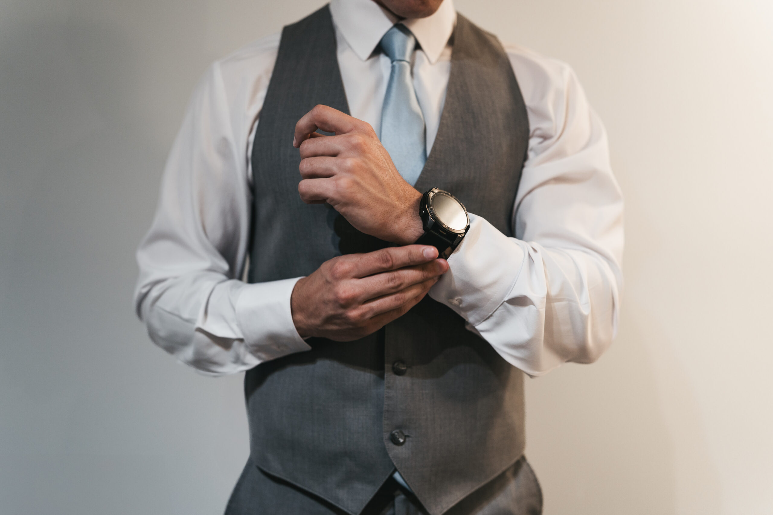 Groom getting ready before a Sunrise Acadia Elopement in Acadia National Park.
