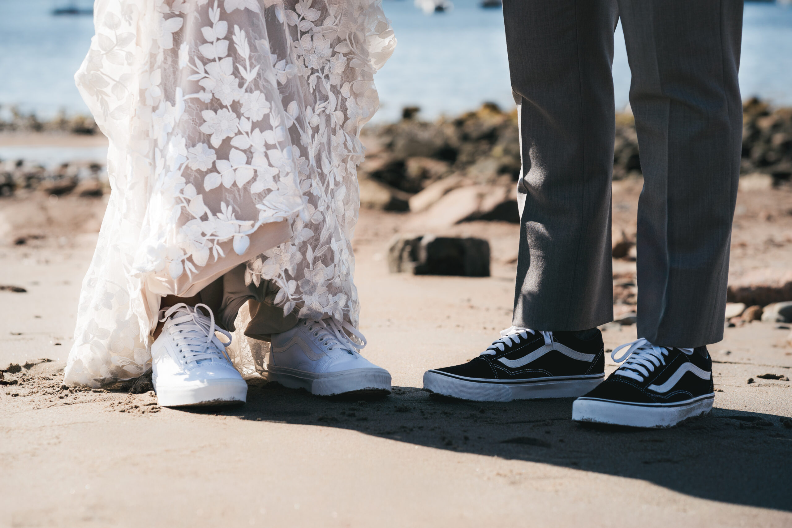 Matching his and her vans for their elopement day.