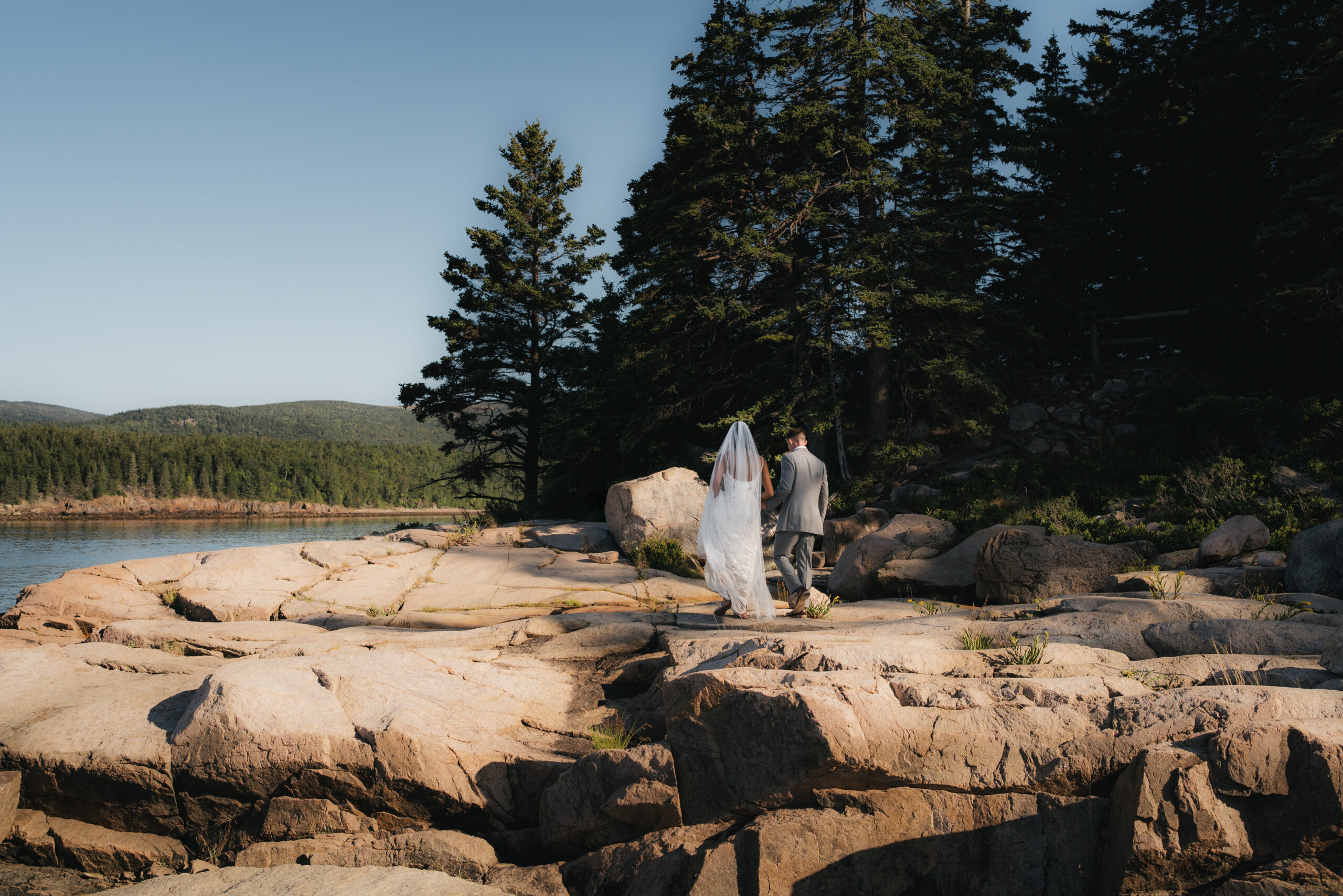 Intimate Acadia National Park wedding ceremony during a Sunrise Acadia Elopement.